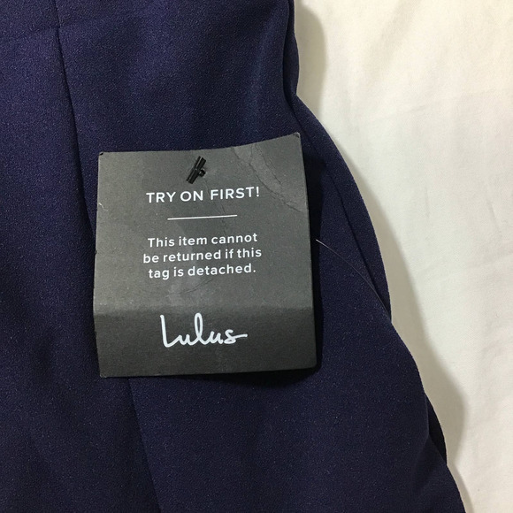 LULU'S SZ S Blue Height of Elegance Plunge Neck Mermaid Maxi Dress NWT 0B8 *flaw - Picture 10 of 14